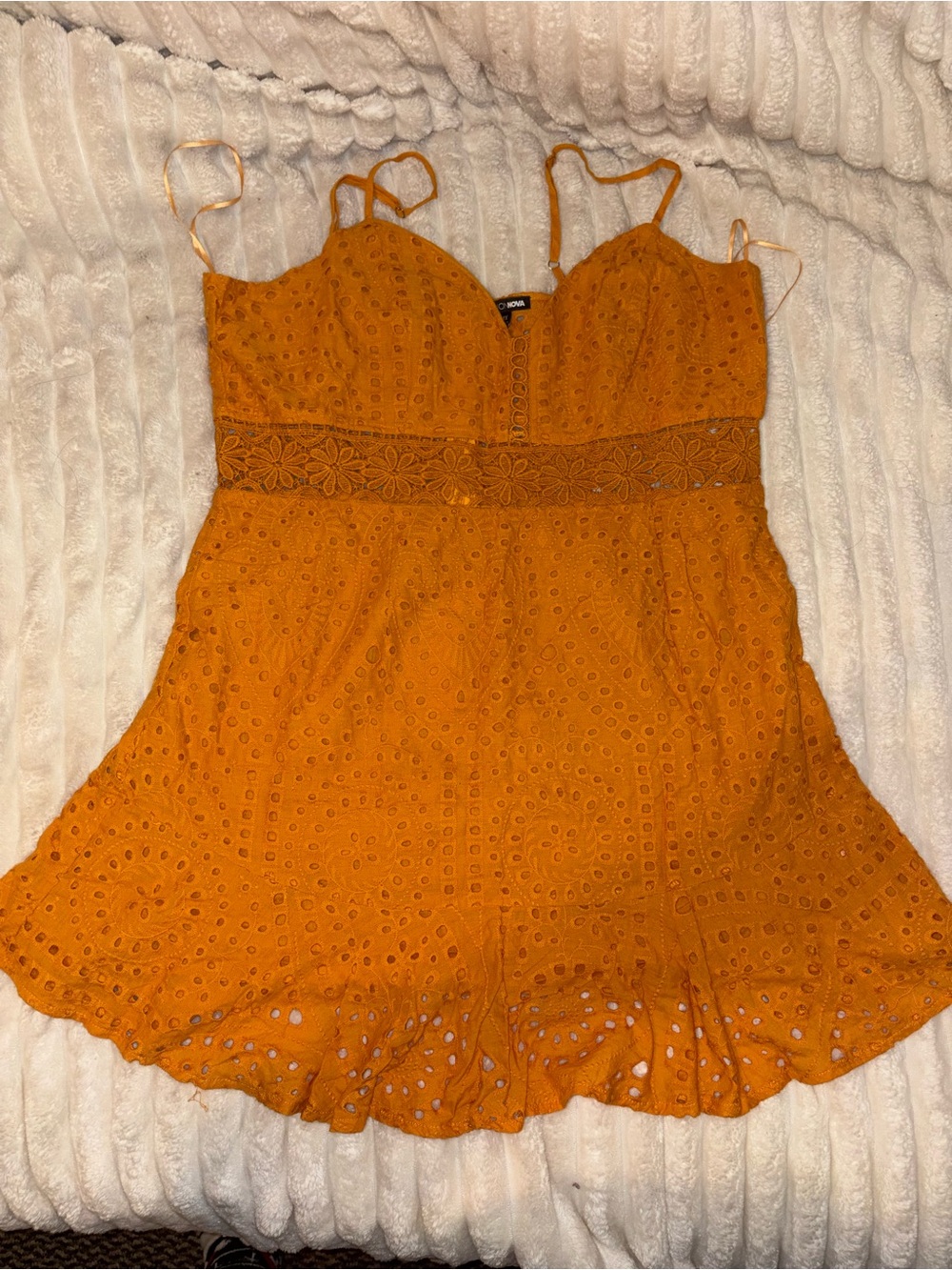 Fashion Nova Orange Eyelet Mini Dress – 1X